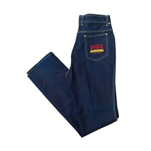 VTG 80s Dark Wash Embroidered Sams Town Las Vegas High Waist Jeans 28x34 Tall